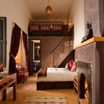 Meknes suite, luxury Riad room with fireplace